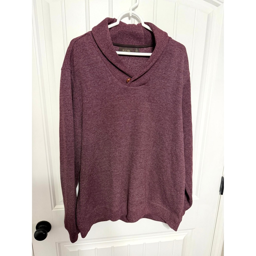 Tasso‎ Elba Shawl Collar Sweater Mens XL Burgundy Heathered Pullover S/36227